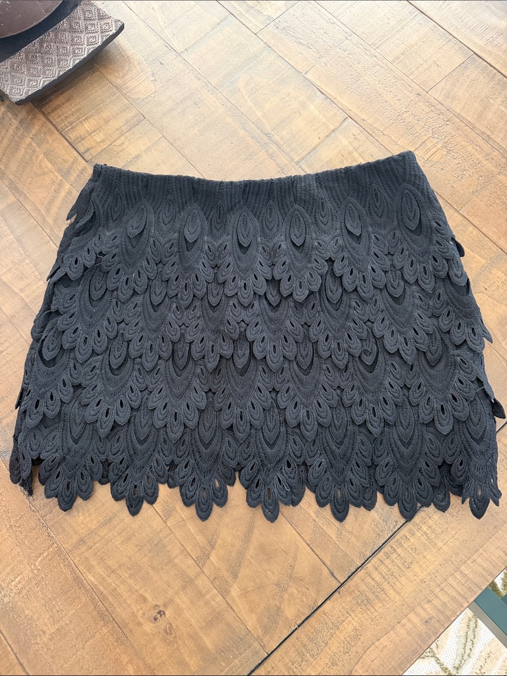 Lace Tiered Mini Skirt - Black